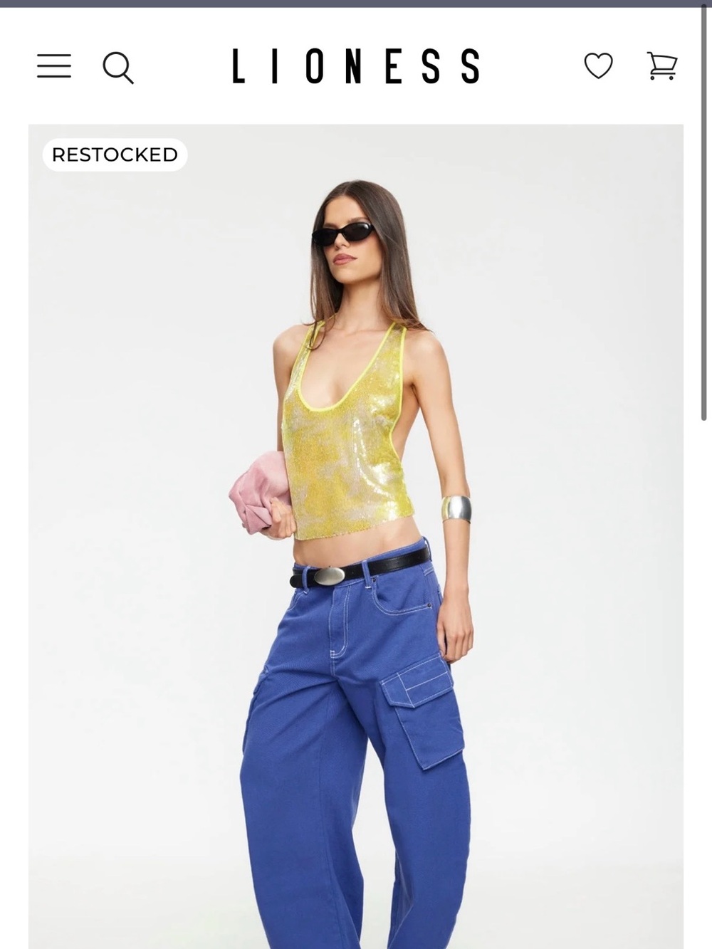 NWT Lioness Yellow Sequin BARE cami - desert night